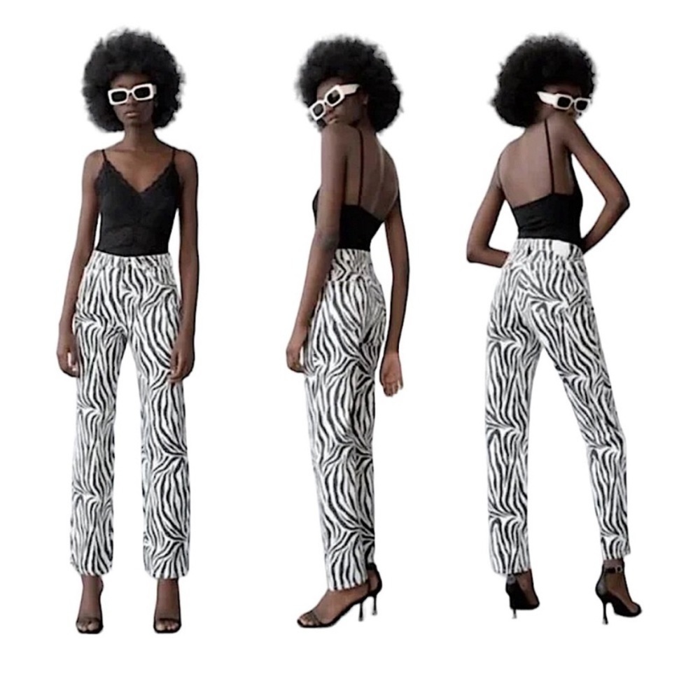 ZARA zebra print high rise jeans size 2